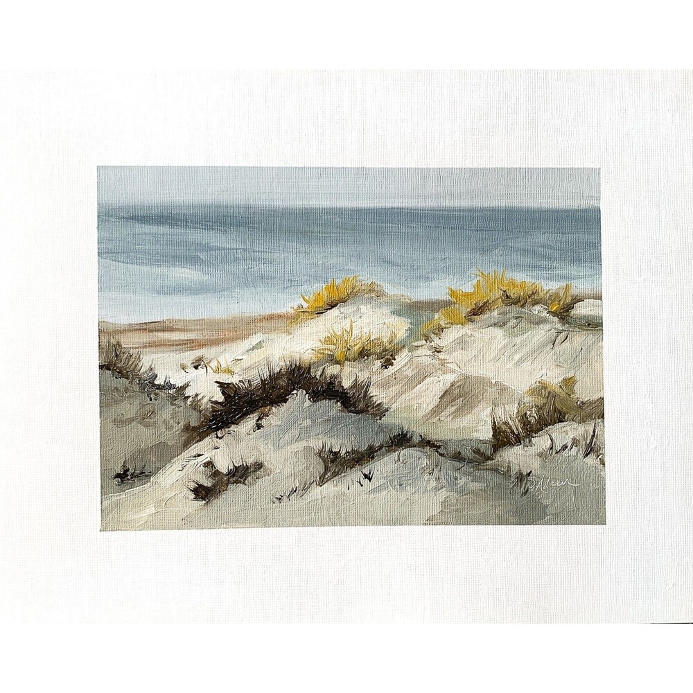 8x10 Original Seascape Oil Painting Ocean Sand Dunes Impressionist Art Signed